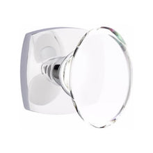 Load image into Gallery viewer, HAMPTON GLASS (HT) PRIVACY (BED/BATH) KNOB WITH 2-3/8&quot; BACKSET AND 1/4&quot; ROUND FACEPLATE AND STRIKEPLATE WITH MODERN ROSETTE
