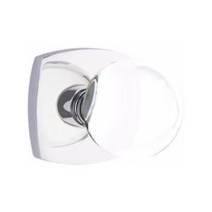 BRISTOL GLASS (BL) PASSAGE (HALL/CLOSET) KNOB WITH 2-3/8" BACKSET AND 1/4" ROUND FACEPLATE AND STRIKEPLATE WITH MODERN ROSETTE