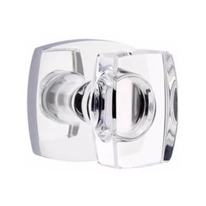WINDSOR GLASS (WS) PASSAGE (HALL/CLOSET) KNOB WITH 2-3/8" BACKSET AND 1/4" ROUND FACEPLATE AND STRIKEPLATE WITH MODERN ROSETTE