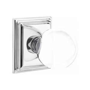BRISTOL GLASS (BL) PASSAGE (HALL/CLOSET) KNOB WITH 2-3/8" BACKSET AND 1/4" ROUND FACEPLATE AND STRIKEPLATE WITH TRADITIONAL ROSETTE