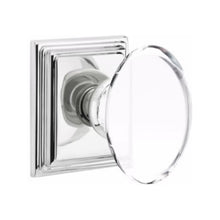 Load image into Gallery viewer, HAMPTON GLASS (HT) PRIVACY (BED/BATH) KNOB WITH 2-3/8&quot; BACKSET AND 1/4&quot; FACEPLATE AND STRIKEPLATE WITH TRADITIONAL ROSETTE
