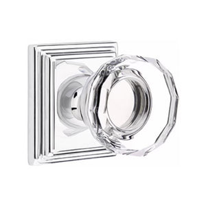 LOWELL GLASS (LW) PASSAGE (HALL/CLOSET) KNOB WITH 2-3/8" BACKSET AND 1/4" ROUND FACEPLATE AND STRIKEPLATE