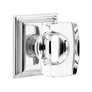 WINDSOR GLASS (WS) PRIVACY (BED/BATH) KNOB WITH 2-3/8" BACKSET AND 1/4" ROUND FACEPLATE AND STRIKEPLATE WITH TRADITIONAL ROSETTE