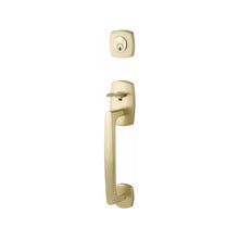 Load image into Gallery viewer, URBAN MODERN SECTIONAL SATIN BRASS (US4) HANDLESET SINGLE-CYLINDER [4715] W/ 2-3/8&quot; BACKSET AND 1/4&quot; ROUND FACEPLATE AND STRIKEPLATE W/ INTERIOR KNOB
