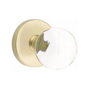 BRISTOL GLASS (BL) PASSAGE (HALL/CLOSET) KNOB WITH 2-3/8" BACKSET AND 1/4" ROUND FACEPLATE AND STRIKEPLATE WITH MODERN ROSETTE