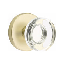 Load image into Gallery viewer, MODERN DISC GLASS (MDC) PRIVACY (BED/BATH) KNOB WITH 2-3/8&quot; BACKSET AND 1/4&quot; ROUND FACEPLATE AND STRIKEPLATE
