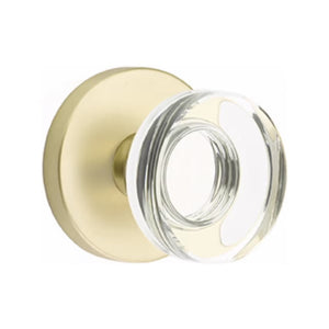 MODERN DISC GLASS (MDC) PRIVACY (BED/BATH) KNOB WITH 2-3/8" BACKSET AND 1/4" ROUND FACEPLATE AND STRIKEPLATE