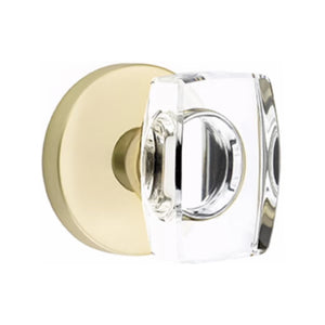WINDSOR GLASS (WS) PASSAGE (HALL/CLOSET) KNOB WITH 2-3/8" BACKSET AND 1/4" ROUND FACEPLATE AND STRIKEPLATE WITH MODERN ROSETTE