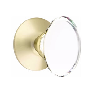 HAMPTON GLASS (HT) PASSAGE (HALL/CLOSET) KNOB WITH 2-3/8" BACKSET AND 1/4" ROUND FACEPLATE AND STRIKEPLATE WITH MODERN ROSETTE