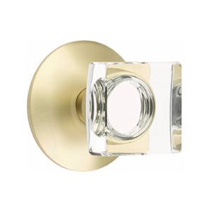 MODERN SQUARE GLASS (MSC) PRIVACY (BED/BATH) KNOB WITH 2-3/8" BACKSET AND 1/4" ROUND FACEPLATE AND STRIKEPLATE