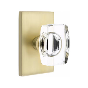 WINDSOR GLASS (WS) PASSAGE (HALL/CLOSET) KNOB WITH 2-3/8" BACKSET AND 1/4" ROUND FACEPLATE AND STRIKEPLATE WITH MODERN ROSETTE