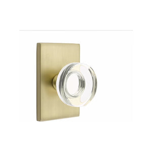 MODERN DISC GLASS (MDC) PRIVACY (BED/BATH) KNOB WITH 2-3/8" BACKSET AND 1/4" ROUND FACEPLATE AND STRIKEPLATE