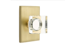 Load image into Gallery viewer, MODERN SQUARE GLASS (MSC) PRIVACY (BED/BATH) KNOB WITH 2-3/8&quot; BACKSET AND 1/4&quot; ROUND FACEPLATE AND STRIKEPLATE

