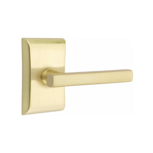 ARES SATIN BRASS (US4) HANDLESET DUMMY [4807] W/ 2-3/8" BACKSET AND 1/4" ROUND FACEPLATE AND STRIKEPLATE W/ INTERIOR LEVER