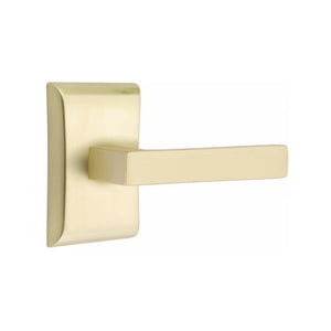 ARES SATIN BRASS (US4) HANDLESET DUMMY [4807] W/ 2-3/8" BACKSET AND 1/4" ROUND FACEPLATE AND STRIKEPLATE W/ INTERIOR LEVER