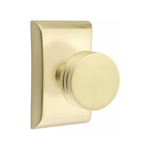 ARES SATIN BRASS (US4) HANDLESET DUMMY [4807] W/ 2-3/8" BACKSET AND 1/4" ROUND FACEPLATE AND STRIKEPLATE W/ INTERIOR KNOB