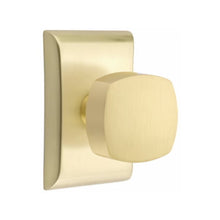 Load image into Gallery viewer, ARES SATIN BRASS (US4) HANDLESET DUMMY [4807] W/ 2-3/8&quot; BACKSET AND 1/4&quot; ROUND FACEPLATE AND STRIKEPLATE W/ INTERIOR KNOB
