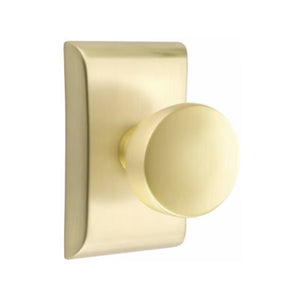 ARES SATIN BRASS (US4) HANDLESET DUMMY [4807] W/ 2-3/8" BACKSET AND 1/4" ROUND FACEPLATE AND STRIKEPLATE W/ INTERIOR KNOB