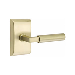 ARES SATIN BRASS (US4) HANDLESET DUMMY [4807] W/ 2-3/8" BACKSET AND 1/4" ROUND FACEPLATE AND STRIKEPLATE W/ INTERIOR LEVER