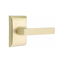 Load image into Gallery viewer, ARES SATIN BRASS (US4) HANDLESET DUMMY [4807] W/ 2-3/8&quot; BACKSET AND 1/4&quot; ROUND FACEPLATE AND STRIKEPLATE W/ INTERIOR LEVER
