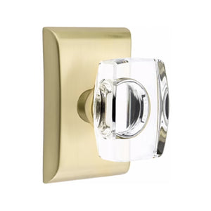 WINDSOR GLASS (WS) PASSAGE (HALL/CLOSET) KNOB WITH 2-3/8" BACKSET AND 1/4" ROUND FACEPLATE AND STRIKEPLATE WITH MODERN ROSETTE