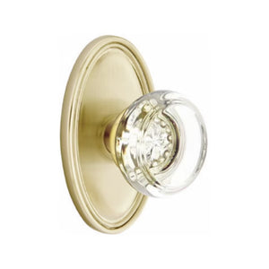 GEORGETOWN GLASS (GT) PRIVACY (BED/BATH) KNOB WITH 2-3/8" BACKSET AND 1/4" ROUND FACEPLATE AND STRIKEPLATE