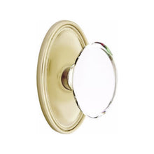 Load image into Gallery viewer, HAMPTON GLASS (HT) PRIVACY (BED/BATH) KNOB WITH 2-3/8&quot; BACKSET AND 1/4&quot; FACEPLATE AND STRIKEPLATE WITH TRADITIONAL ROSETTE
