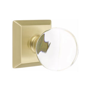 BRISTOL GLASS (BL) PASSAGE (HALL/CLOSET) KNOB WITH 2-3/8" BACKSET AND 1/4" ROUND FACEPLATE AND STRIKEPLATE WITH TRADITIONAL ROSETTE