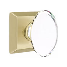 Load image into Gallery viewer, HAMPTON GLASS (HT) PRIVACY (BED/BATH) KNOB WITH 2-3/8&quot; BACKSET AND 1/4&quot; FACEPLATE AND STRIKEPLATE WITH TRADITIONAL ROSETTE

