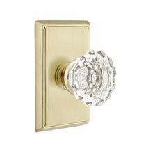 Load image into Gallery viewer, ASTORIA GLASS (AS) PRIVACY (BED/BATH) KNOB WITH 2-3/8&quot; BACKSET AND 1/4&quot; ROUND FACEPLATE AND STRIKEPLATE

