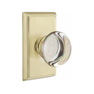 PROVIDENCE GLASS (PC) PRIVACY (BED/BATH) KNOB WITH 2-3/8" BACKSET AND 1/4" ROUND FACEPLATE AND STRIKEPLATE