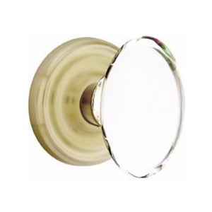 HAMPTON GLASS (HT) PRIVACY (BED/BATH) KNOB WITH 2-3/8" BACKSET AND 1/4" FACEPLATE AND STRIKEPLATE WITH TRADITIONAL ROSETTE