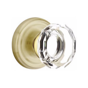 LOWELL GLASS (LW) PASSAGE (HALL/CLOSET) KNOB WITH 2-3/8" BACKSET AND 1/4" ROUND FACEPLATE AND STRIKEPLATE
