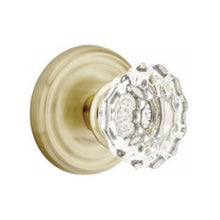 Load image into Gallery viewer, ASTORIA GLASS (AS) PRIVACY (BED/BATH) KNOB WITH 2-3/8&quot; BACKSET AND 1/4&quot; ROUND FACEPLATE AND STRIKEPLATE
