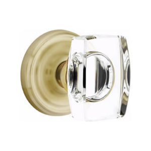 WINDSOR GLASS (WS) PRIVACY (BED/BATH) KNOB WITH 2-3/8" BACKSET AND 1/4" ROUND FACEPLATE AND STRIKEPLATE WITH TRADITIONAL ROSETTE