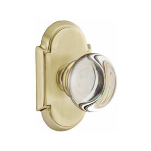 PROVIDENCE GLASS (PC) PRIVACY (BED/BATH) KNOB WITH 2-3/8" BACKSET AND 1/4" ROUND FACEPLATE AND STRIKEPLATE
