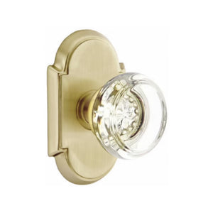 GEORGETOWN GLASS (GT) PASSAGE (HALL/CLOSET) KNOB WITH 2-3/8" BACKSET AND 1/4" ROUND FACEPLATE AND STRIKEPLATE