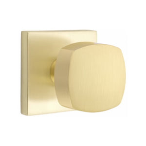 BADEN SATIN BRASS (US4) HANDLESET DUMMY [4810] W/ 2-3/8" BACKSET AND 1/4" ROUND FACEPLATE AND STRIKEPLATE W/ INTERIOR KNOB