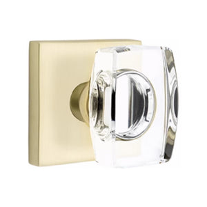 WINDSOR GLASS (WS) PRIVACY (BED/BATH) KNOB WITH 2-3/8" BACKSET AND 1/4" ROUND FACEPLATE AND STRIKEPLATE WITH MODERN ROSETTE
