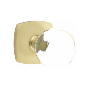 BRISTOL GLASS (BL) PASSAGE (HALL/CLOSET) KNOB WITH 2-3/8" BACKSET AND 1/4" ROUND FACEPLATE AND STRIKEPLATE WITH MODERN ROSETTE
