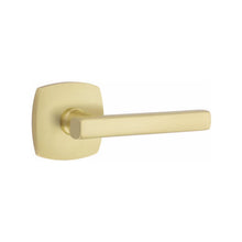 Load image into Gallery viewer, URBAN MODERN SECTIONAL SATIN BRASS (US4) HANDLESET SINGLE-CYLINDER [4715] W/ 2-3/8&quot; BACKSET AND 1/4&quot; ROUND FACEPLATE AND STRIKEPLATE W/ INTERIOR LEVER
