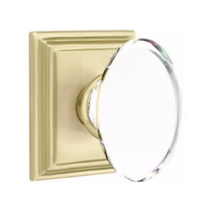 HAMPTON GLASS (HT) PASSAGE (HALL/CLOSET) KNOB WITH 2-3/8" BACKSET AND 1/4" FACEPLATE AND STRIKEPLATE WITH TRADITIONAL ROSETTE