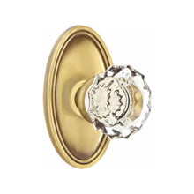 Load image into Gallery viewer, ASTORIA GLASS (AS) PRIVACY (BED/BATH) KNOB WITH 2-3/8&quot; BACKSET AND 1/4&quot; ROUND FACEPLATE AND STRIKEPLATE
