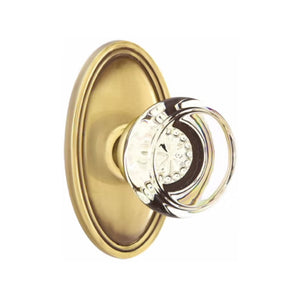 GEORGETOWN GLASS (GT) PRIVACY (BED/BATH) KNOB WITH 2-3/8" BACKSET AND 1/4" ROUND FACEPLATE AND STRIKEPLATE