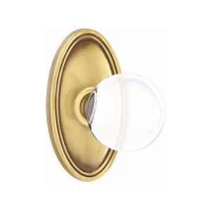 BRISTOL GLASS (BL) PASSAGE (HALL/CLOSET) KNOB WITH 2-3/8" BACKSET AND 1/4" ROUND FACEPLATE AND STRIKEPLATE WITH TRADITIONAL ROSETTE