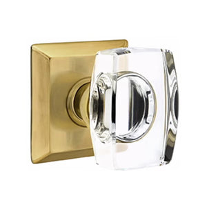 WINDSOR GLASS (WS) PASSAGE (HALL/CLOSET) KNOB WITH 2-3/8" BACKSET AND 1/4" ROUND FACEPLATE AND STRIKEPLATE WITH TRADITIONAL ROSETTE