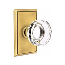 Load image into Gallery viewer, LOWELL GLASS (LW) PRIVACY (BED/BATH) KNOB WITH 2-3/8&quot; BACKSET AND 1/4&quot; ROUND FACEPLATE AND STRIKEPLATE
