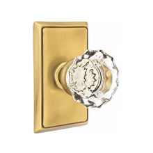 Load image into Gallery viewer, ASTORIA GLASS (AS) PRIVACY (BED/BATH) KNOB WITH 2-3/8&quot; BACKSET AND 1/4&quot; ROUND FACEPLATE AND STRIKEPLATE

