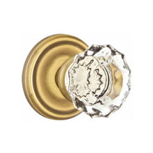 Load image into Gallery viewer, ASTORIA GLASS (AS) PRIVACY (BED/BATH) KNOB WITH 2-3/8&quot; BACKSET AND 1/4&quot; ROUND FACEPLATE AND STRIKEPLATE
