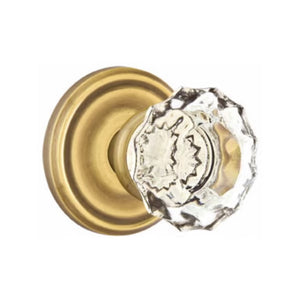 ASTORIA GLASS (AS) PRIVACY (BED/BATH) KNOB WITH 2-3/8" BACKSET AND 1/4" ROUND FACEPLATE AND STRIKEPLATE